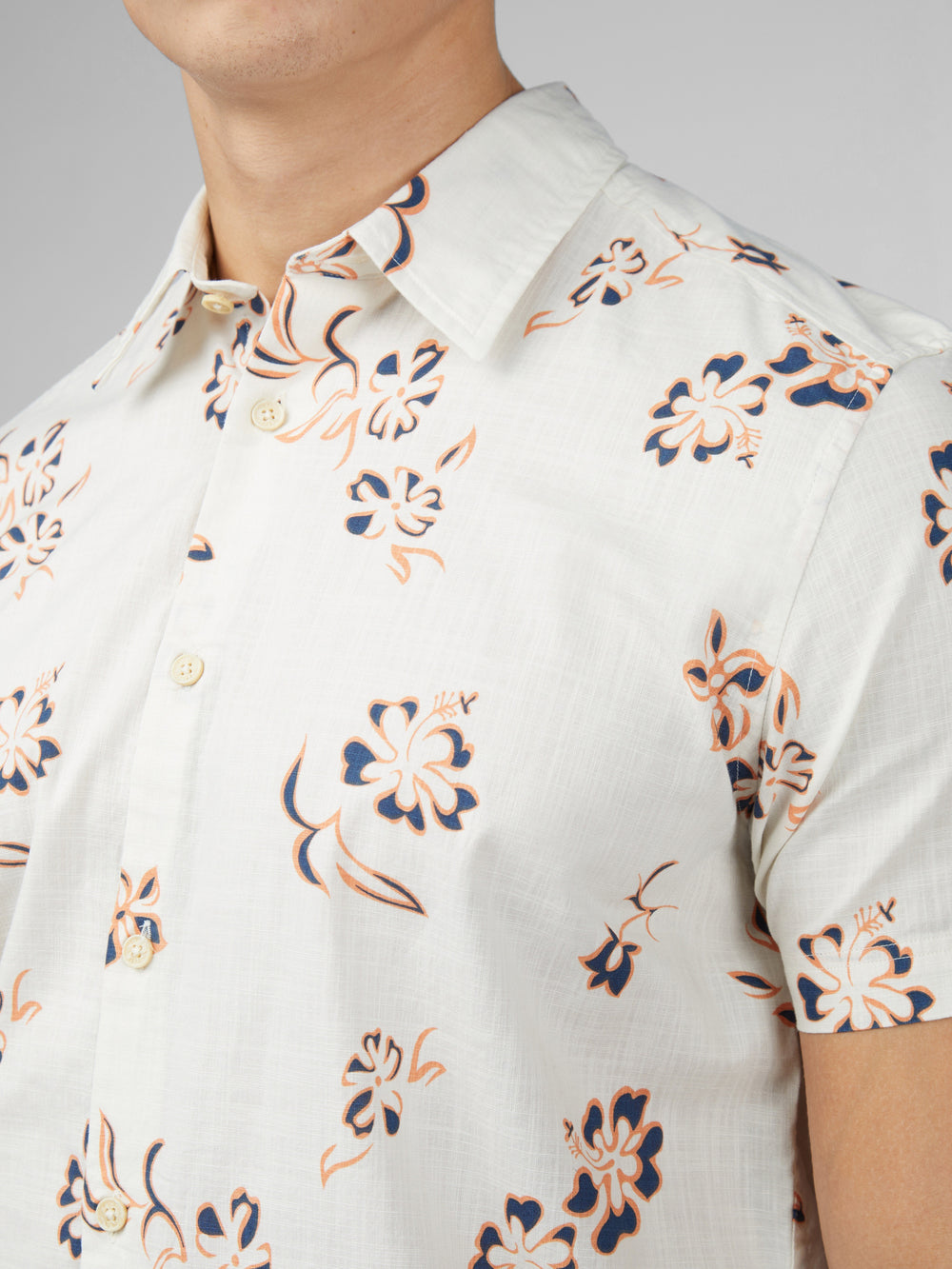 Chemises Ben Sherman Signature Linear Floral Blanche | MHQ-28237485